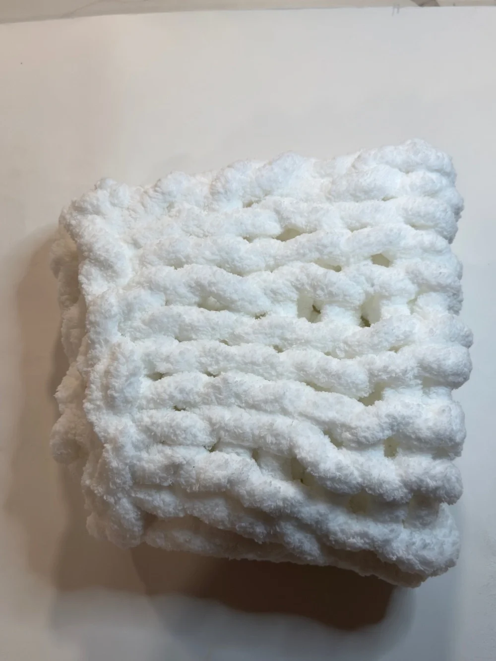 White Chunky Hand-knitted baby blanket - photo prop